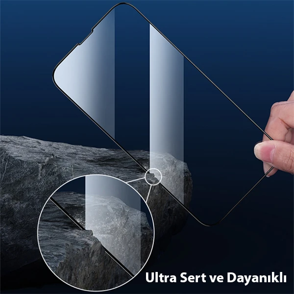 Ally iPhone 14 Plus 6.7 Full Glue-Tempered Cam Ekran Koruyucu-(5775) - Siyah
