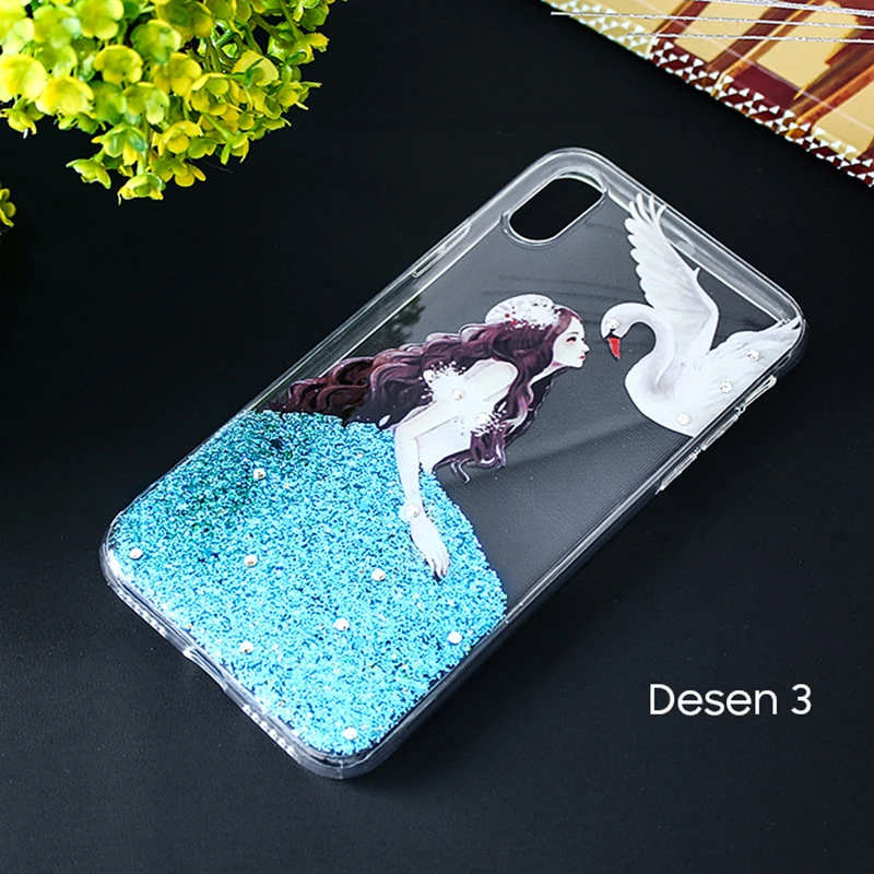 İphone X Xs 3d Diamond Elbise Şeffaf Silikon Kılıf-(5775) - Desenli 5