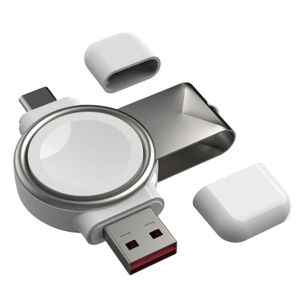 ALLY Apple iWatch İçin Taşınabilir 2 in 1 USB + Type-C Şarj Standı-(5775) - Beyaz
