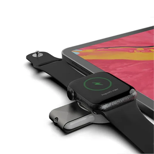 ALLY Apple iWatch İçin Taşınabilir 2 in 1 USB + Type-C Şarj Standı-(5775) - Beyaz