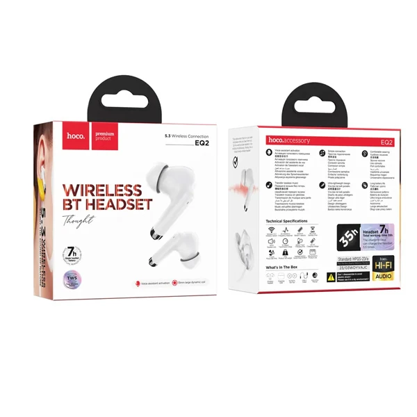 HOCO EQ2 TWS Kablosuz Bluetooth 5.3 Kulakiçi Kulaklık-(5775) - Siyah