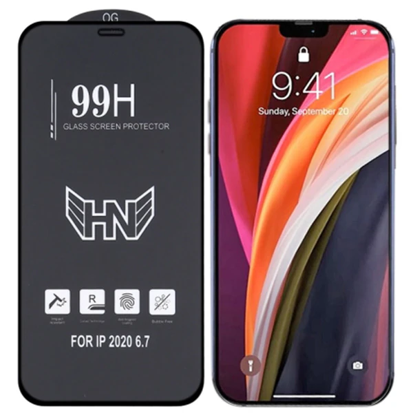 iPhone 12 Pro Max 6.7 3D Full High Aluminum Tempered Cam Ekran Koruyucu-(5775) - Siyah