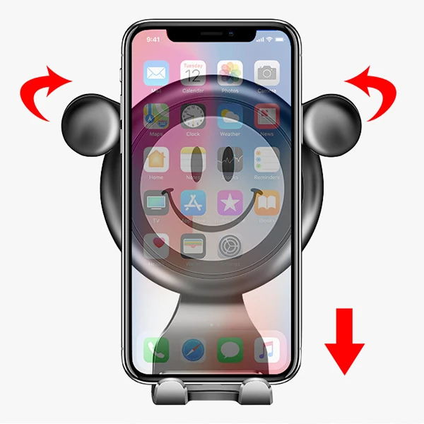 Ally R-054 Gravity Smile Universal Cep Telefonu Araç Tutucu-(5775) - Siyah-Gri