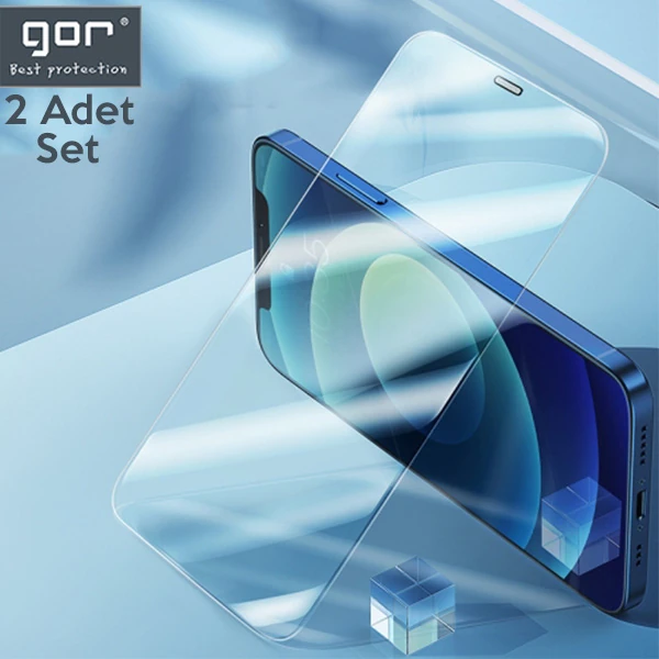GOR İPhone 12/12 Pro 6.1 Best Full Tempered Cam Ekran Koruyucu 2Adet+Takma Aparatı-(5775) - Şeffaf 2