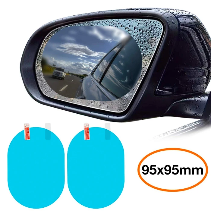 Baseus 95x95mm Araç Oto Yan Dikiz Ayna Yağmur Su Kaydırıcı Sis Önleyici Film 2 Adet Set-(5775) - Şeffaf 2
