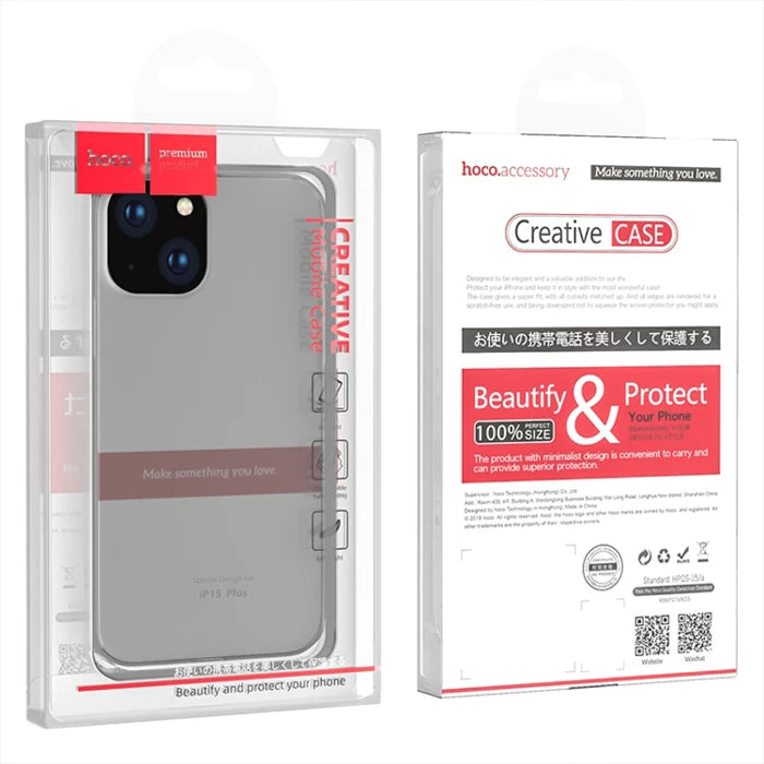 HOCO Light Series TPU iPhone 15 Plus Şeffaf Kılıf-(5775) - Siyah