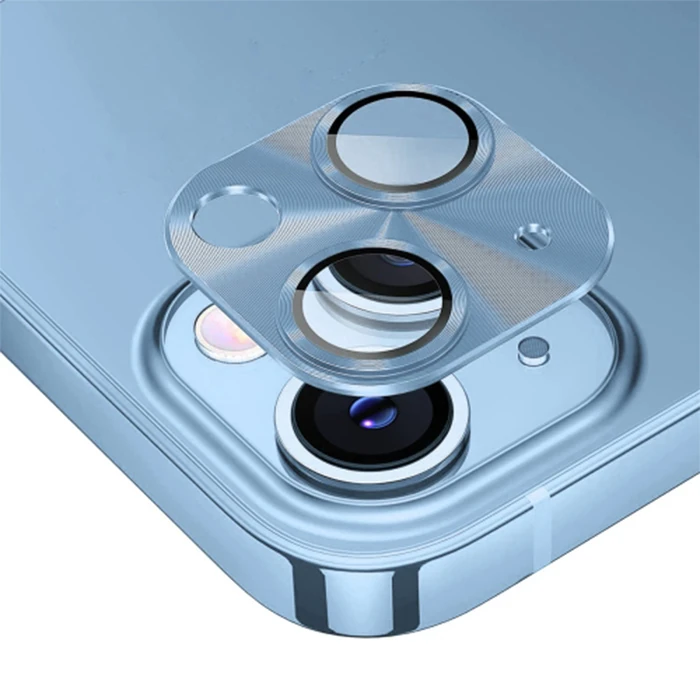 ALLY iPhone 15-15 Plus Metal Tempered Kamera Lens Koruyucu-(5775) - Pembe