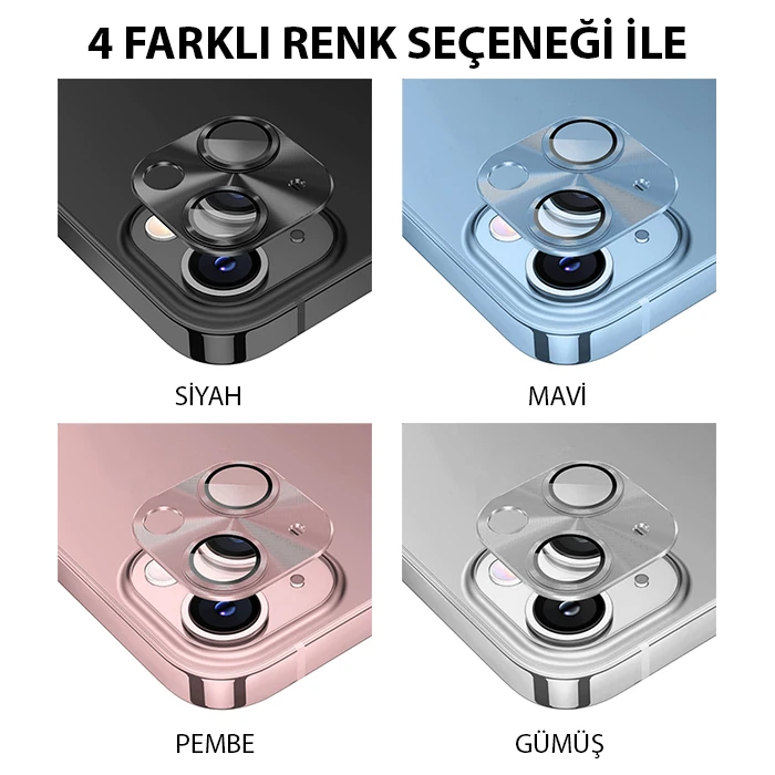 ALLY iPhone 15-15 Plus Metal Tempered Kamera Lens Koruyucu-(5775) - Pembe