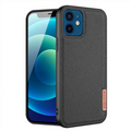 Dux Ducis Fino Serisi iPhone 12 -12 Pro 6.1inç Kılıf Premium Dokuma Silikon Kılıf-(5775) - Gri