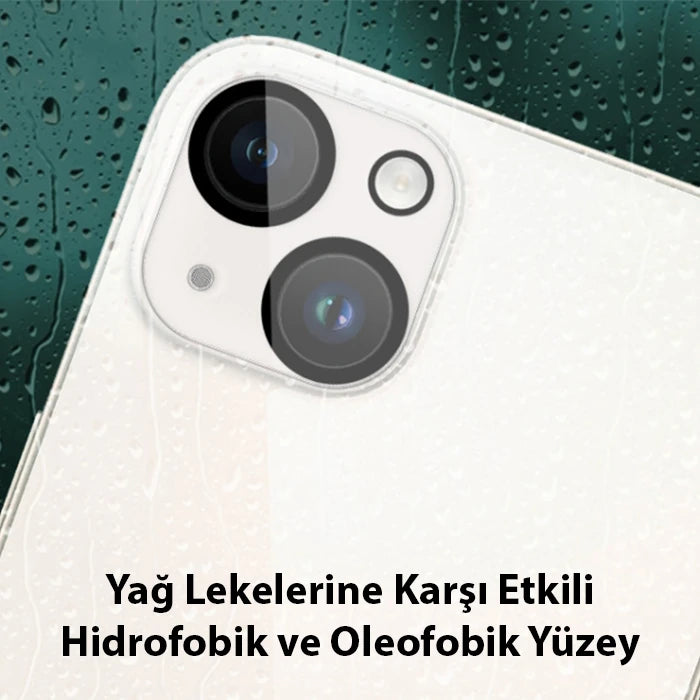 Ally iPhone 15-15 Plus Full Tempered Kamera Lens Koruma Camı-(5775) - Siyah