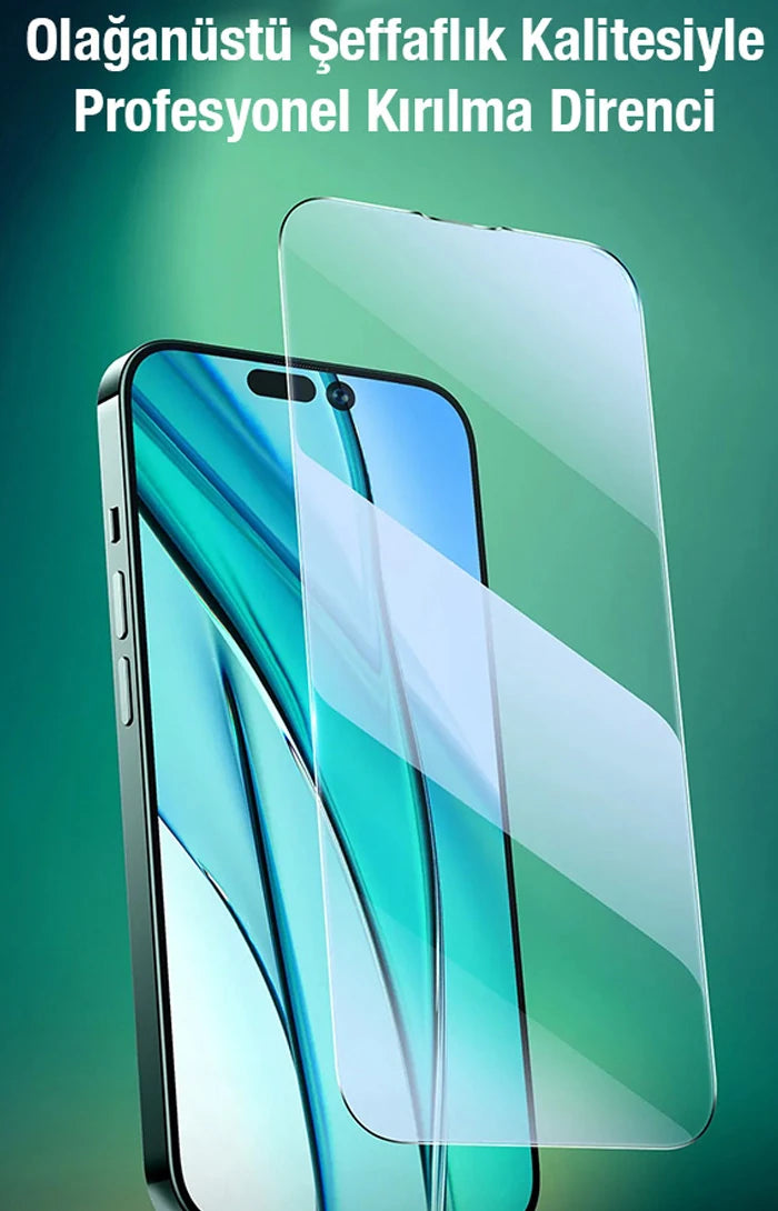 Baseus Crystal Serisi iPhone 15 Plus Full Koruma Tempered Cam Ekran Koruyucu-(5775) - Şeffaf 2