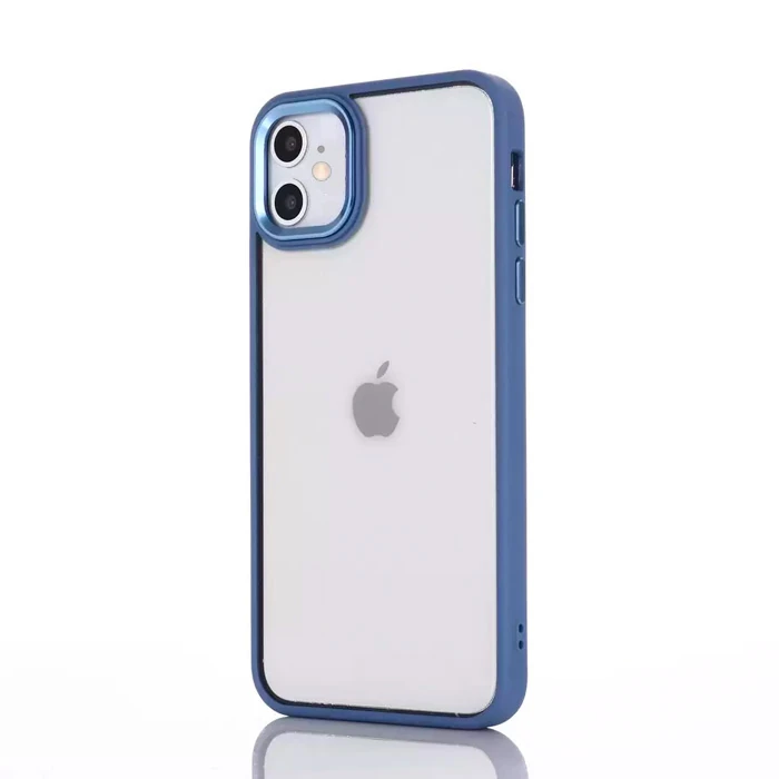 Ally iPhone 12 - 12 Pro 6.1inç Kılıf Parlak Renkli Çerçeveli Ultra Lüx TPU Silikon Kılıf-(5775) - Siyah