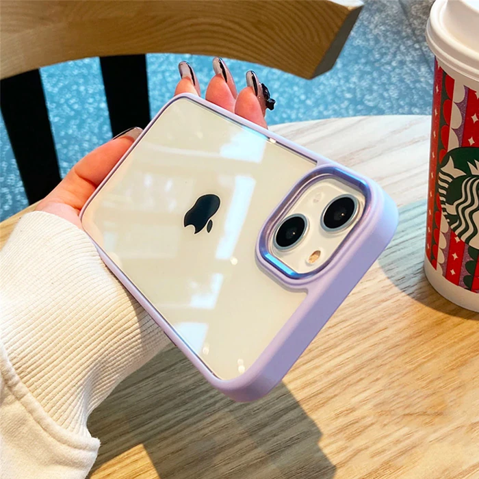 Ally iPhone 12 - 12 Pro 6.1inç Kılıf Parlak Renkli Çerçeveli Ultra Lüx TPU Silikon Kılıf-(5775) - Siyah