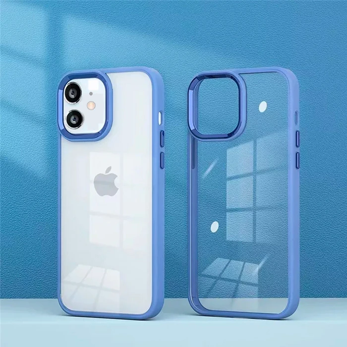Ally iPhone 12 - 12 Pro 6.1inç Kılıf Parlak Renkli Çerçeveli Ultra Lüx TPU Silikon Kılıf-(5775) - Mor