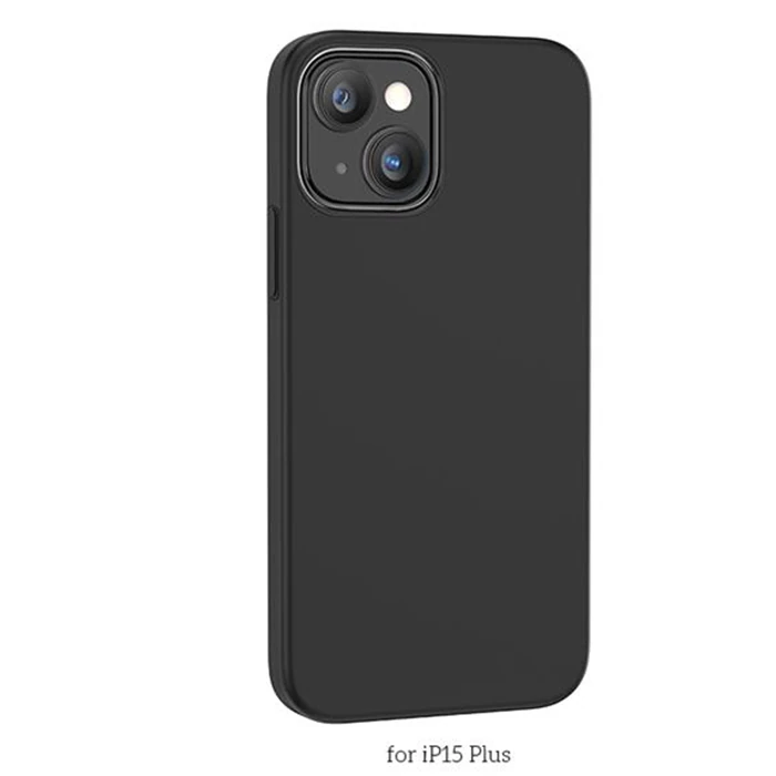HOCO Pure Series iPhone 15 Plus Manyetik Silikon Kılıf-(5775) - Siyah