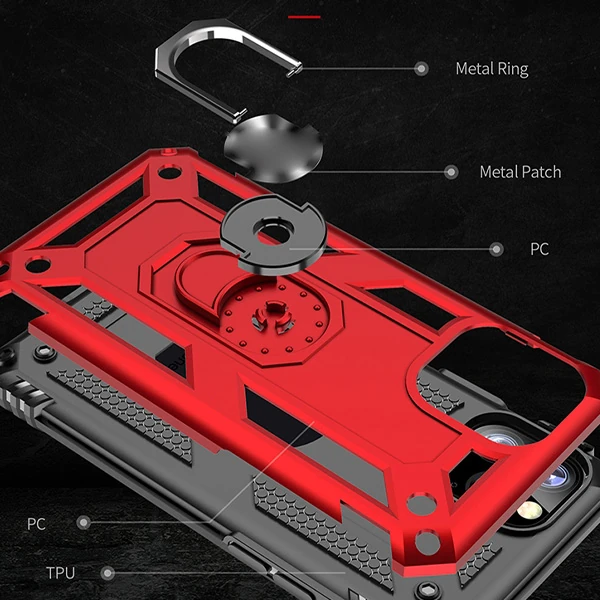 Ally iPhone 11 Pro Max 6.5inch  Yüzüklü Kılıf Armor Shockproof Ring kılıf-(5775) - Siyah