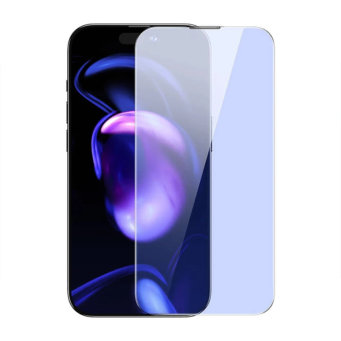 Baseus iPhone 15 Plus Full Koruma Anti Mavi Işık Tempered Cam Ekran Koruyucu 2 Adet Set-(5775) - Şeffaf 2