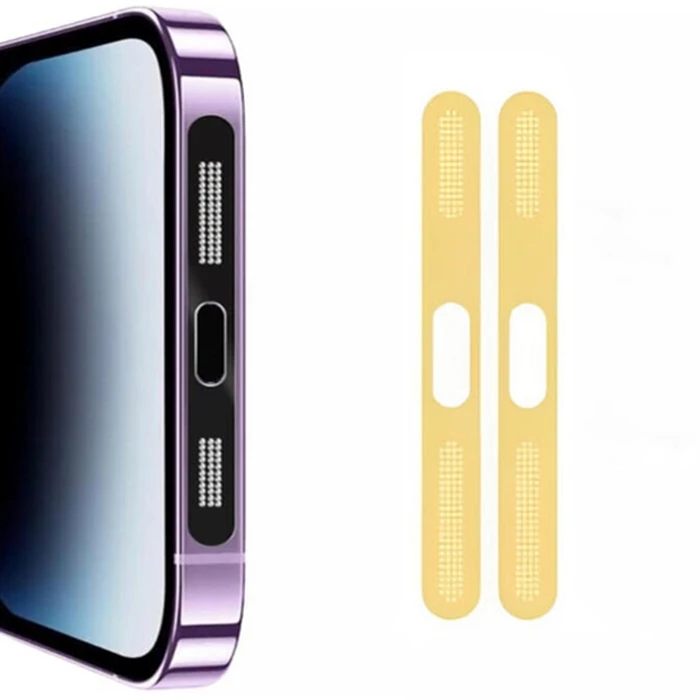 Ally iPhone 14 İçin Anti-Dust Toz Ve Kir Önleyici Sticker 2 Adet Set-(5775) - Gümüş