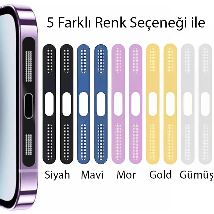 Ally iPhone 14 İçin Anti-Dust Toz Ve Kir Önleyici Sticker 2 Adet Set-(5775) - Gümüş