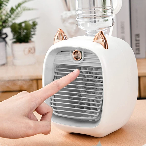 EZERE Hava Nemlendiricili Masaüstü Fan Taşınabilir Mini Klima Soğutucu-(5775) - Mavi
