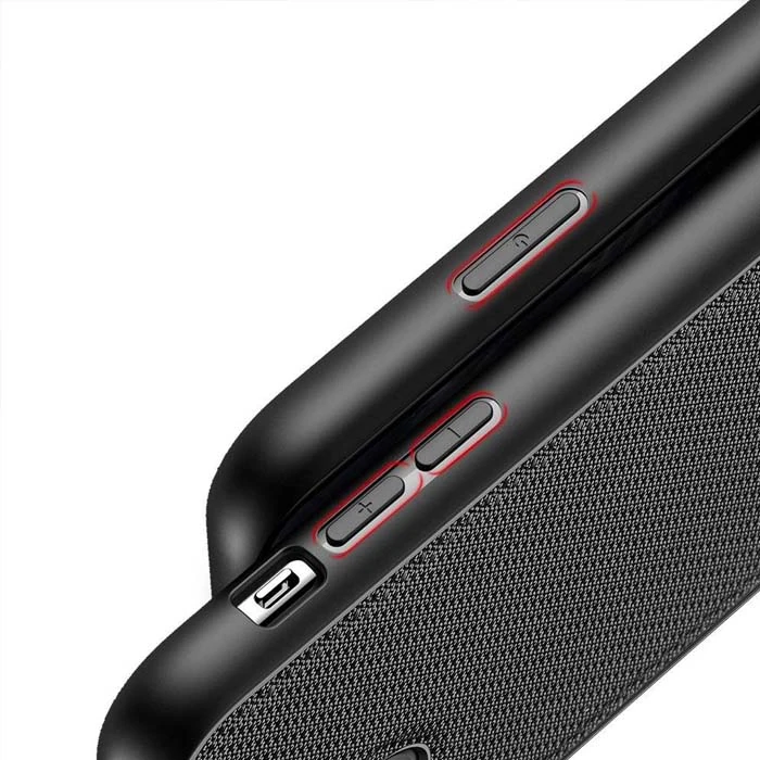 Dux Ducis Fino Serisi iPhone 11 Pro Max Kılıf Premium Dokuma Silikon Kılıf-(5775) - Siyah