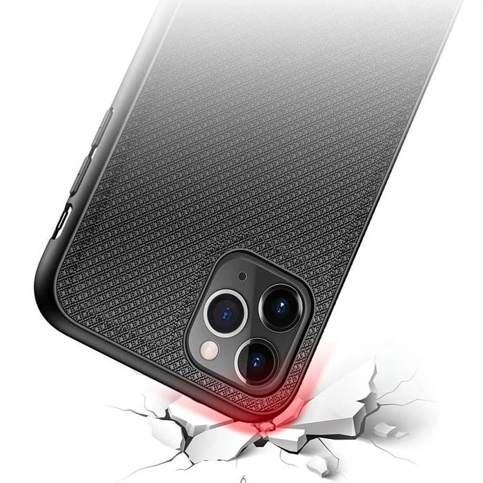 Dux Ducis Fino Serisi iPhone 11 Pro Max Kılıf Premium Dokuma Silikon Kılıf-(5775) - Siyah