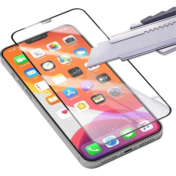 BEST iPhone 12 Pro Max 6.7 9H 3D Tempered Full Cam Ekran Koruyucu-(5775) - Siyah