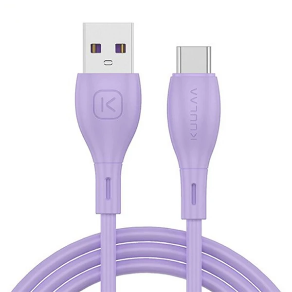 KUULAA Liquid Silicone USB Type C QC3.0 Hızlı Şarj Kablosu 1metre-(5775) - Beyaz