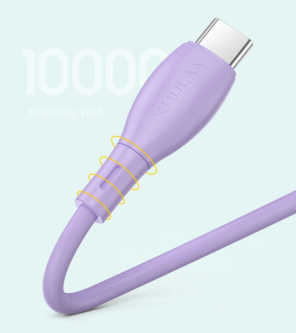 KUULAA Liquid Silicone USB Type C QC3.0 Hızlı Şarj Kablosu 1metre-(5775) - Siyah