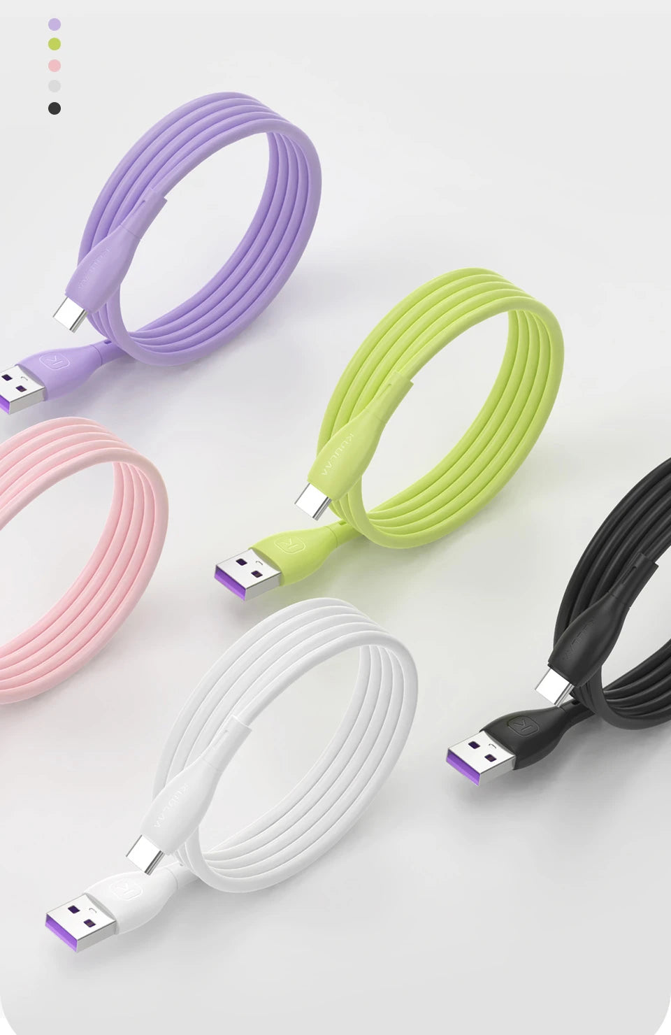KUULAA Liquid Silicone USB Type C QC3.0 Hızlı Şarj Kablosu 1metre-(5775) - Siyah
