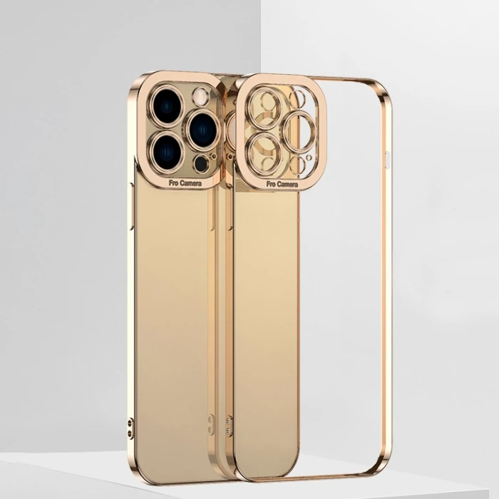 ALLY Fashion Series iPhone 12 Pro Kılıf Renkli Kenar Lazer Çerçeveli Silikon Kılıf-(5775) - Siyah