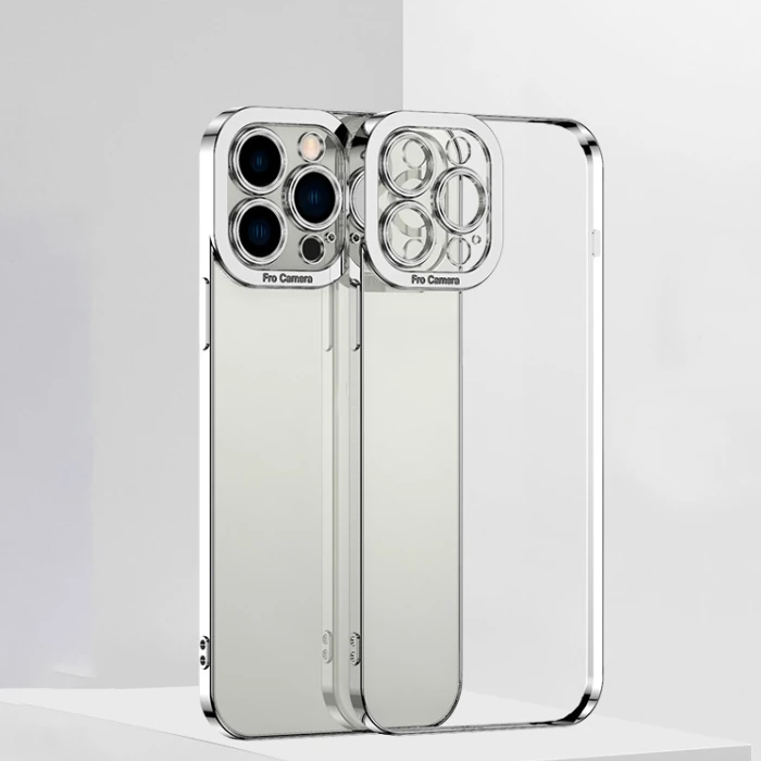 ALLY Fashion Series iPhone 12 Pro Kılıf Renkli Kenar Lazer Çerçeveli Silikon Kılıf-(5775) - Siyah