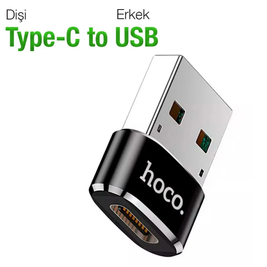 HOCO UA6 Erkek USB to Dişi Type-C Dönüştürücü Çevirici Adaptör-(5775) - Siyah