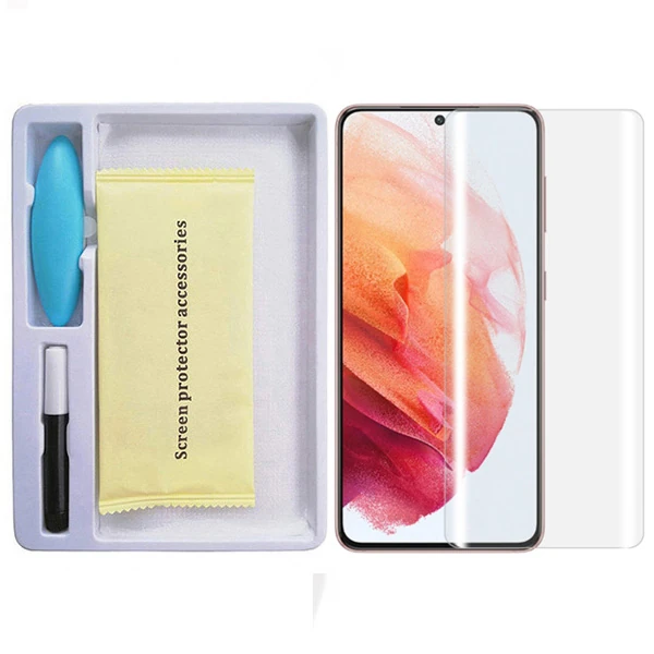 SM Galaxy S21 Full Uv Liquid+uv Işık 3DKırılmaz Cam Ekran Koruyucu-(5775) - Şeffaf 2