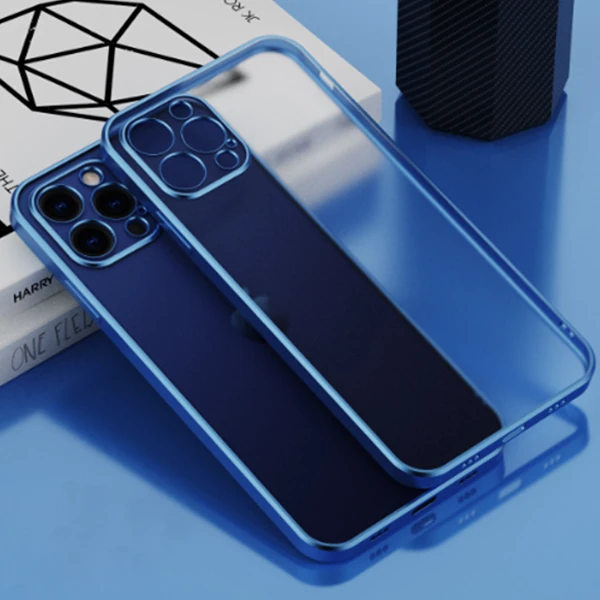 iPhone 12 Pro 6.1inç Renkli Kenar Şeffaf Kılıf Kamera Korumalı Kılıf-(5775) - Kırmızı