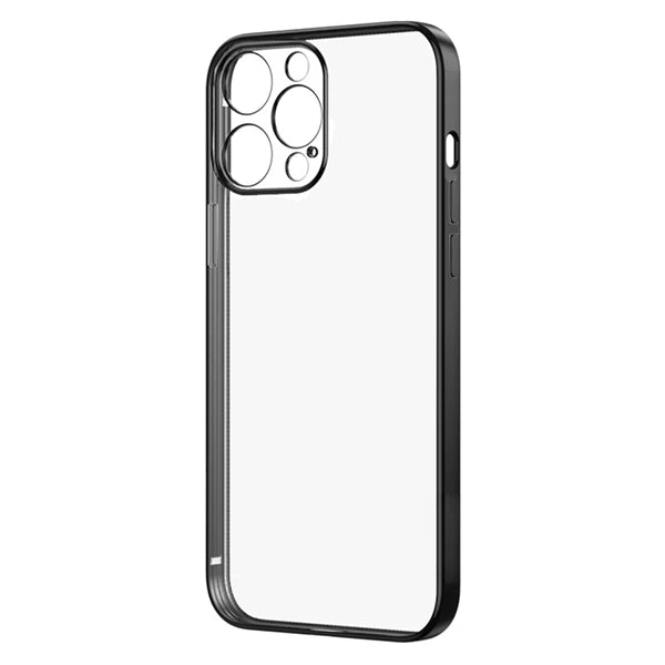 iPhone 12 Pro 6.1inç Renkli Kenar Şeffaf Kılıf Kamera Korumalı Kılıf-(5775) - Kırmızı