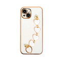 Ally iPhone 13 Mini 5.4inç Kılıf Kalp Bileklik Tutuculu Lüx Silikon Askılı Kılıf-(5775) - Beyaz