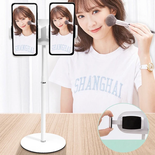 ALLY Masa Üstü 2 Telefon Tutucu Stand YoutuberCanlı Yayın Selfie TikTok Makeup-(5775) - Beyaz
