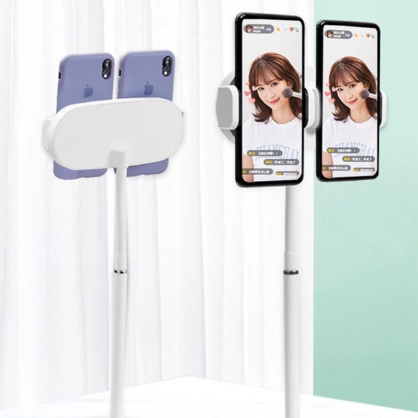 ALLY Masa Üstü 2 Telefon Tutucu Stand YoutuberCanlı Yayın Selfie TikTok Makeup-(5775) - Beyaz