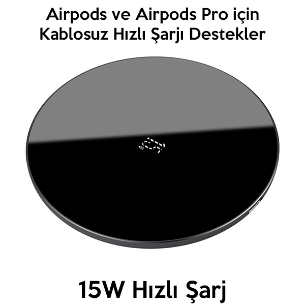 BASEUS Simple 15W Upgraded Version Wireless Kablosuz Şarj Cihazı-(5775) - Siyah