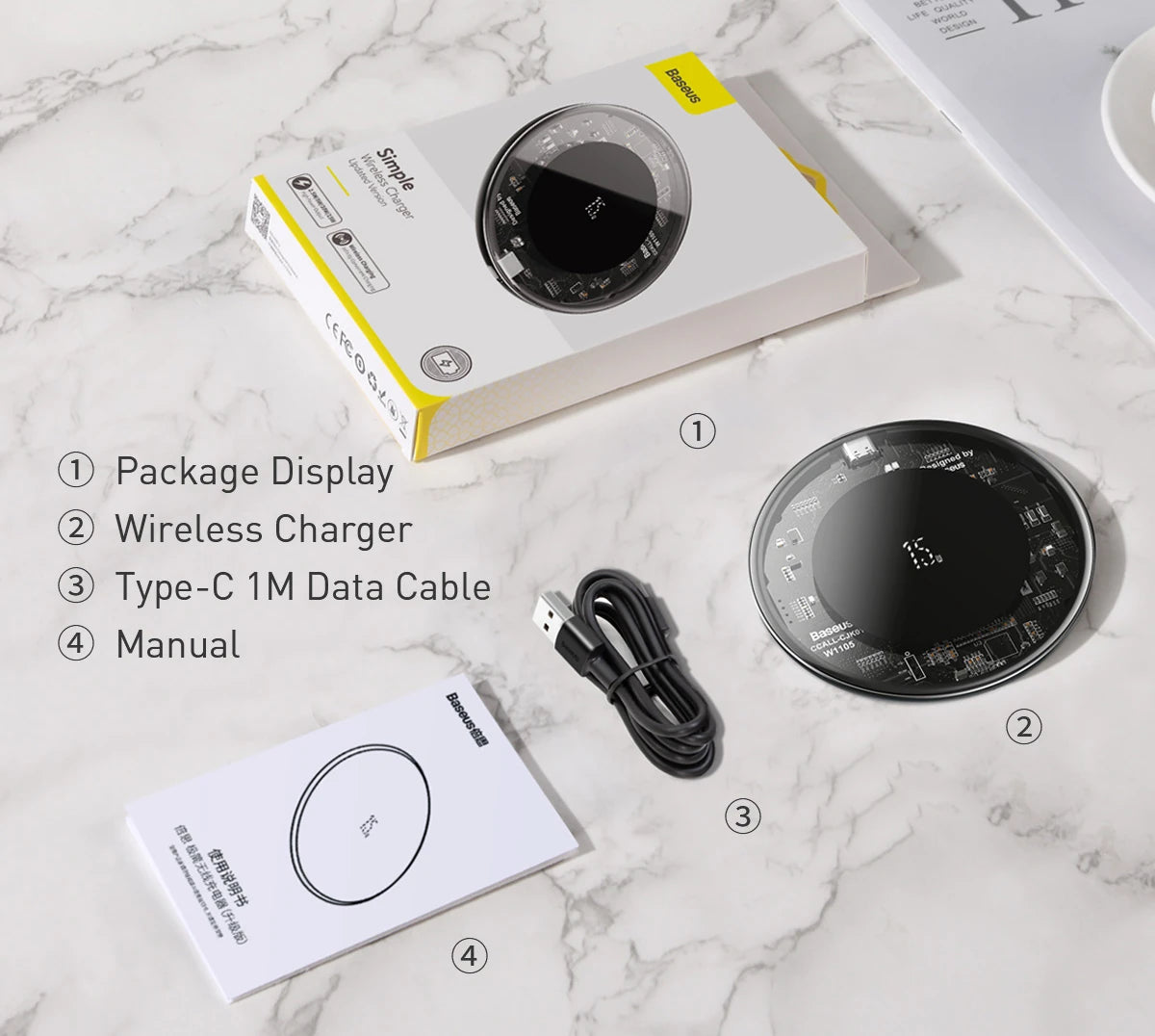 BASEUS Simple 15W Upgraded Version Wireless Kablosuz Şarj Cihazı-(5775) - Siyah