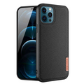 Dux Ducis Fino Serisi iPhone 12 Pro Max Kılıf Premium Dokuma Silikon Kılıf-(5775) - Siyah