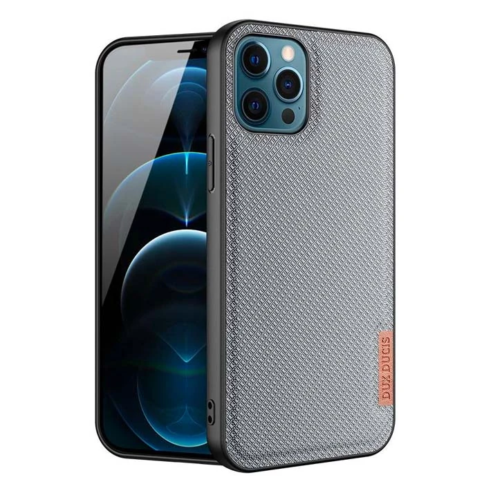 Dux Ducis Fino Serisi iPhone 12 Pro Max Kılıf Premium Dokuma Silikon Kılıf-(5775) - Siyah