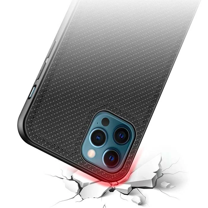 Dux Ducis Fino Serisi iPhone 12 Pro Max Kılıf Premium Dokuma Silikon Kılıf-(5775) - Siyah