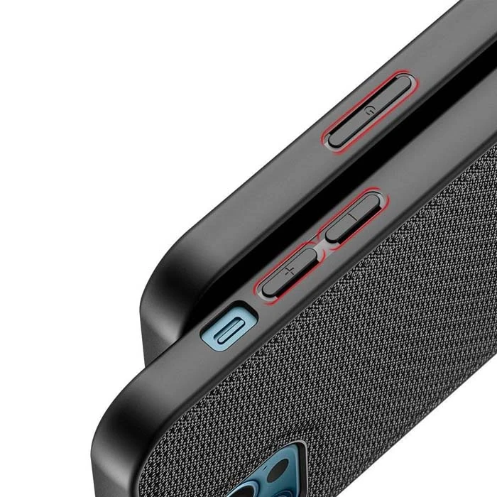 Dux Ducis Fino Serisi iPhone 12 Pro Max Kılıf Premium Dokuma Silikon Kılıf-(5775) - Siyah