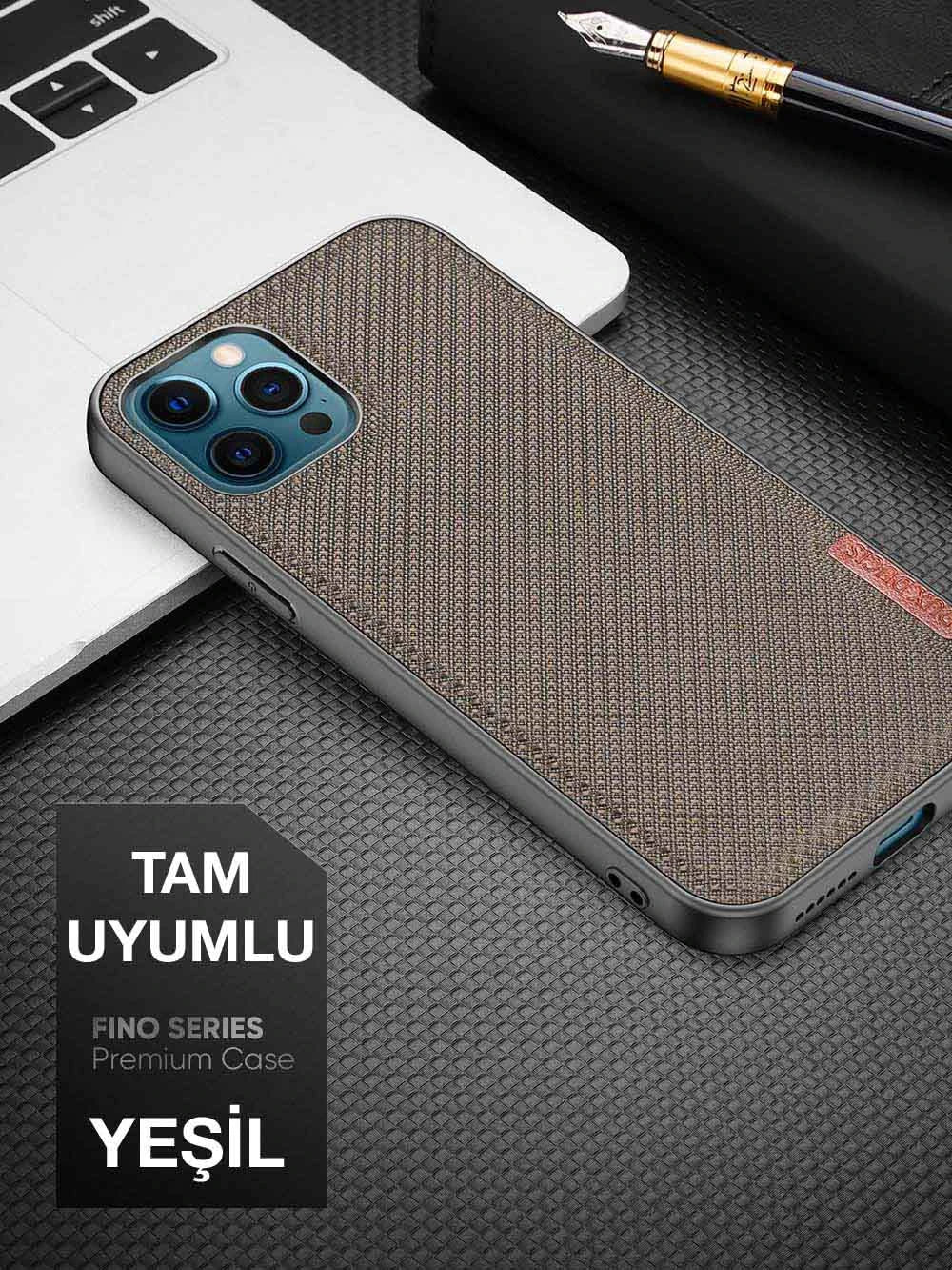 Dux Ducis Fino Serisi iPhone 12 Pro Max Kılıf Premium Dokuma Silikon Kılıf-(5775) - Siyah