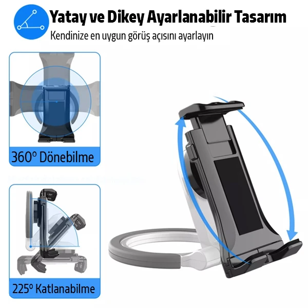ALLY PB-47B Askılı Katlanabilen Çok İşlevli Tablet -Telefon Standı Tutucu-(5775) - Beyaz