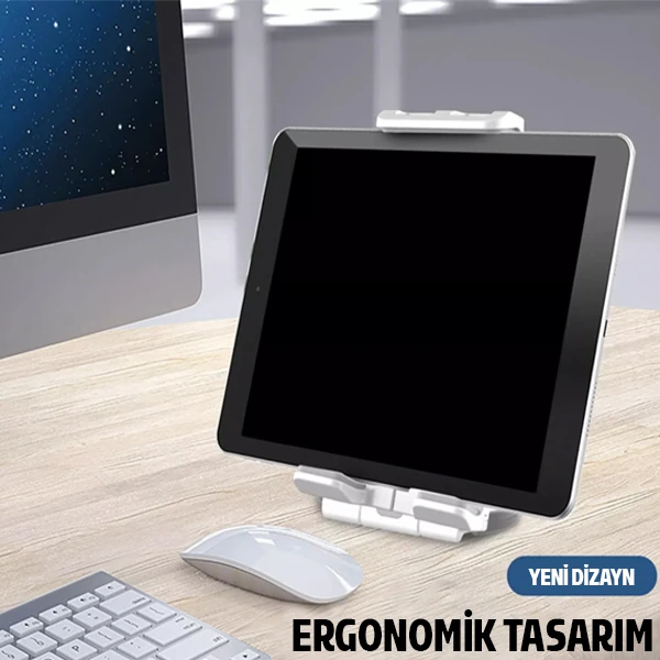 ALLY PB-47B Askılı Katlanabilen Çok İşlevli Tablet -Telefon Standı Tutucu-(5775) - Beyaz