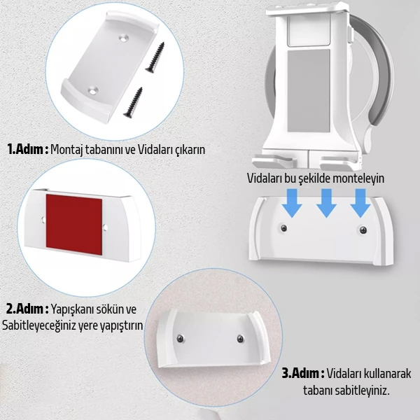 ALLY PB-47B Askılı Katlanabilen Çok İşlevli Tablet -Telefon Standı Tutucu-(5775) - Beyaz