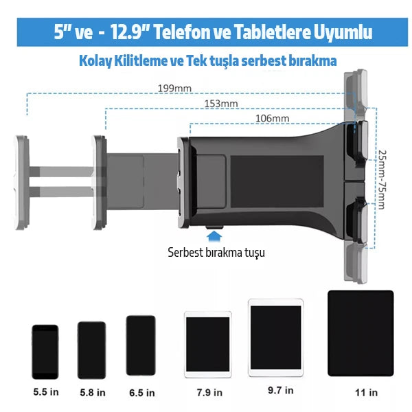 ALLY PB-47B Askılı Katlanabilen Çok İşlevli Tablet -Telefon Standı Tutucu-(5775) - Beyaz